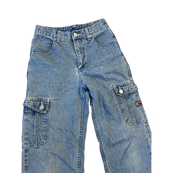 80's Jordache Stonewash Denim Blue Jeans Size 24x25 Straight Leg Cargo - Picture 2 of 14